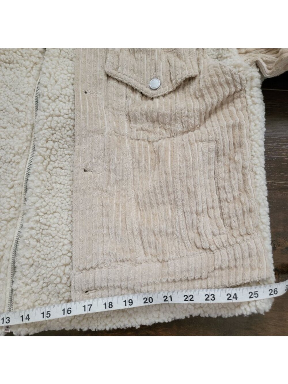 BLANKNYC Corduroy Sherpa Jacket Cottagecore Beige Boho Chic Rustic Y2K Womens S - Picture 8 of 8